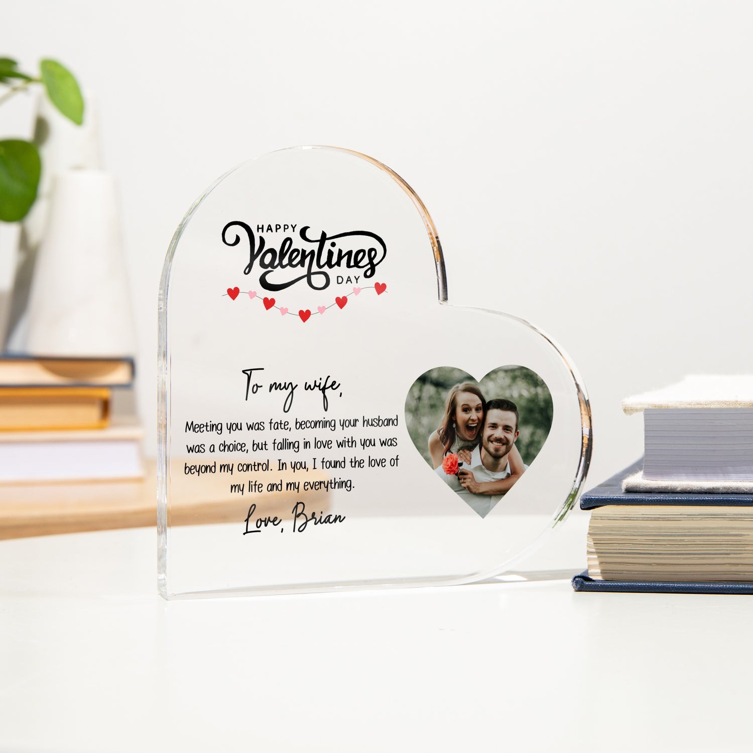 Personalized Valentine's Day LED Heart Plaque - Custom Photo Love Letter Gift
