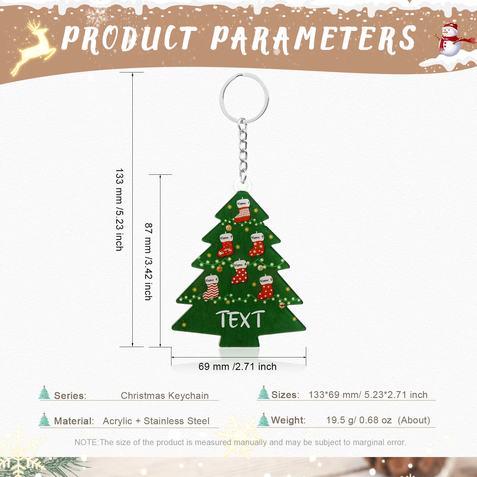 Personalised Christmas Keychain With Engraved Names DesignedbySiti
