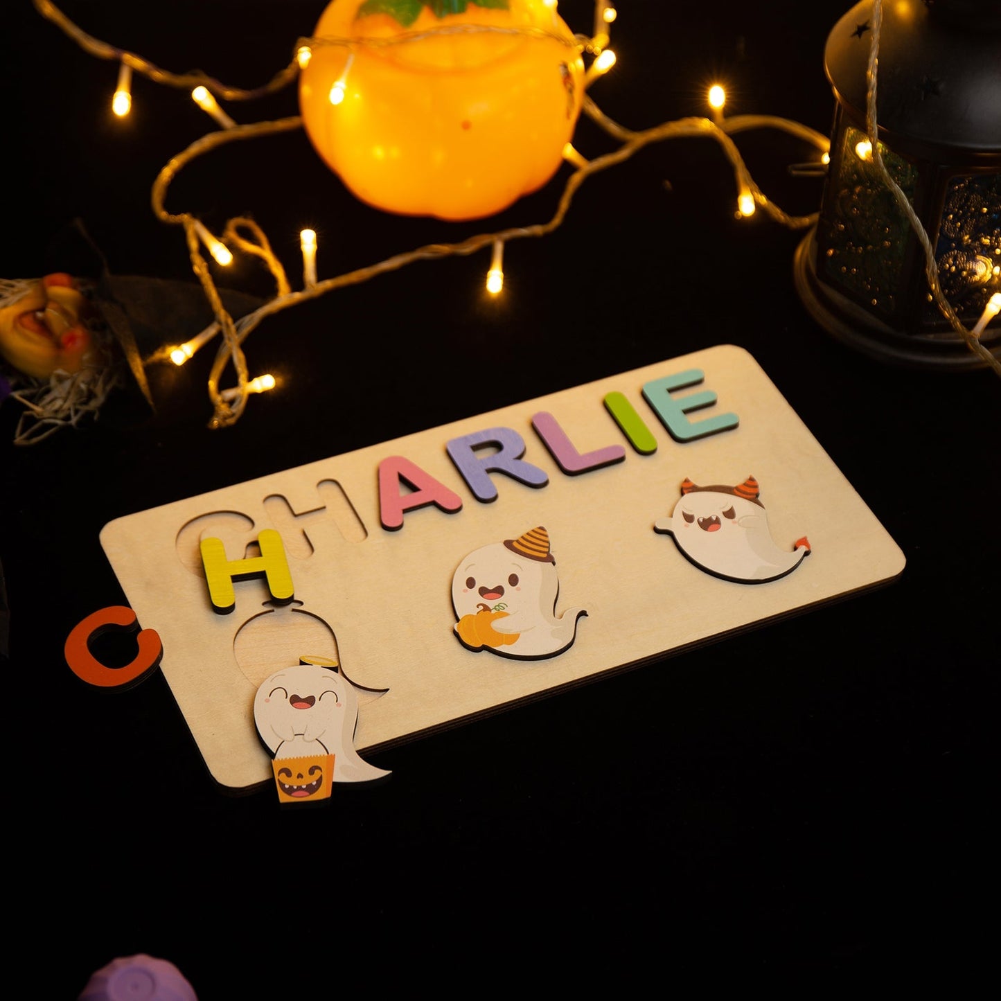Personalised Wooden Halloween Ghost Name Puzzle DesignedbySiti