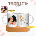 personalised your floral mom mug with your own mom's photo and name