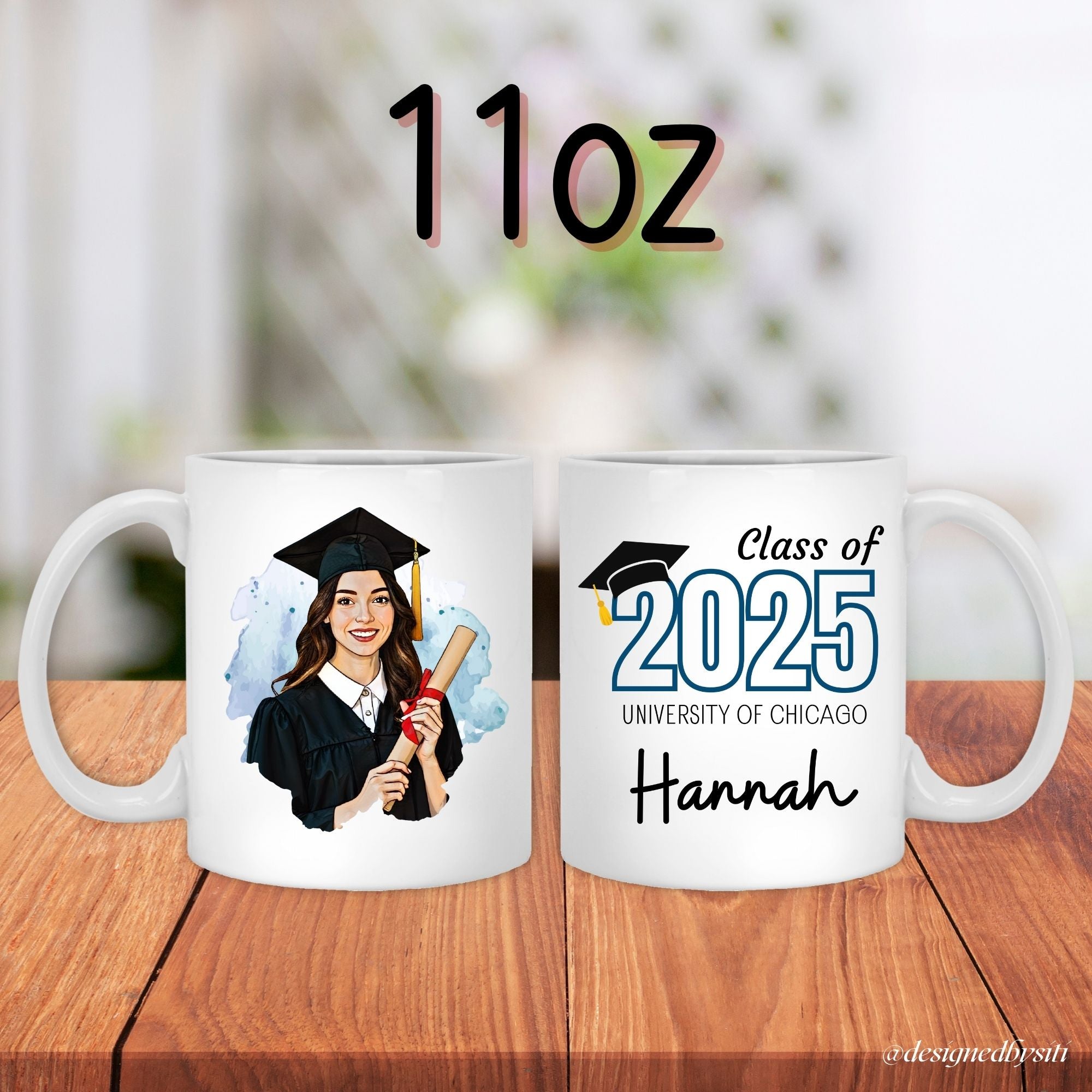 Personalized Cartoon Class of Graduation Mug with Name