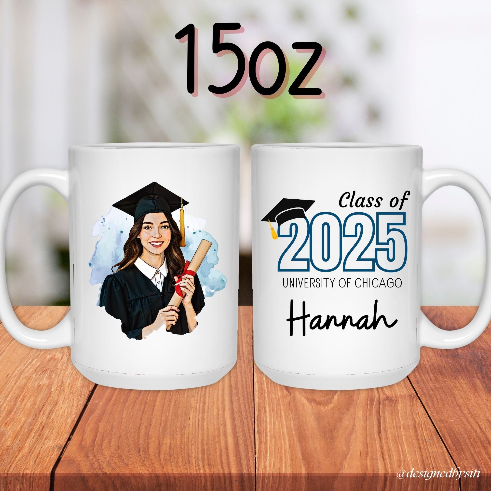 Personalized Cartoon Class of Graduation Mug with Name