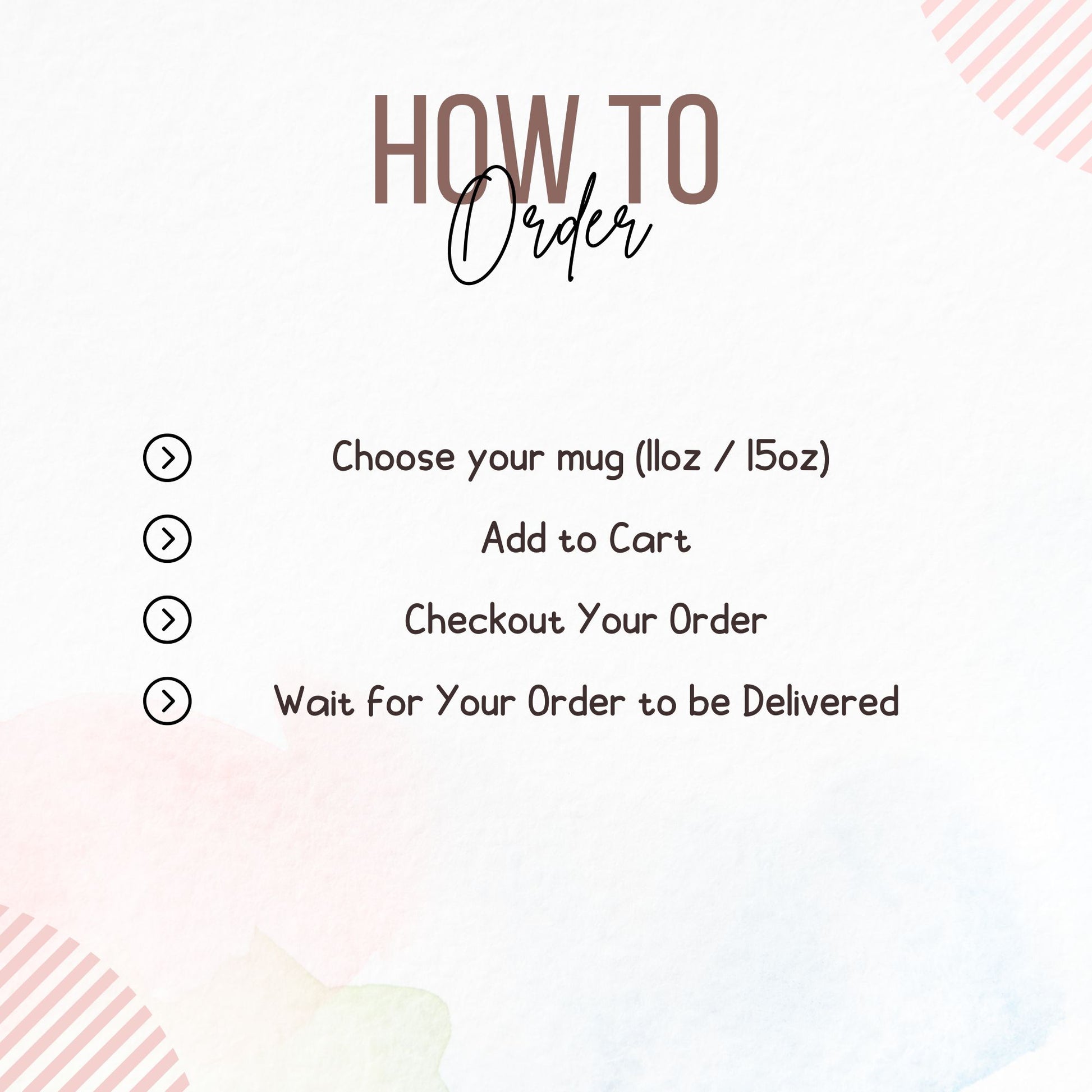Instructions for ordering a mug with a minimalistic design on a light background