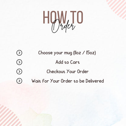 Instructions for ordering a mug with a minimalistic design on a light background