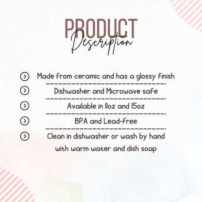 Product description text on a light background with decorative elements