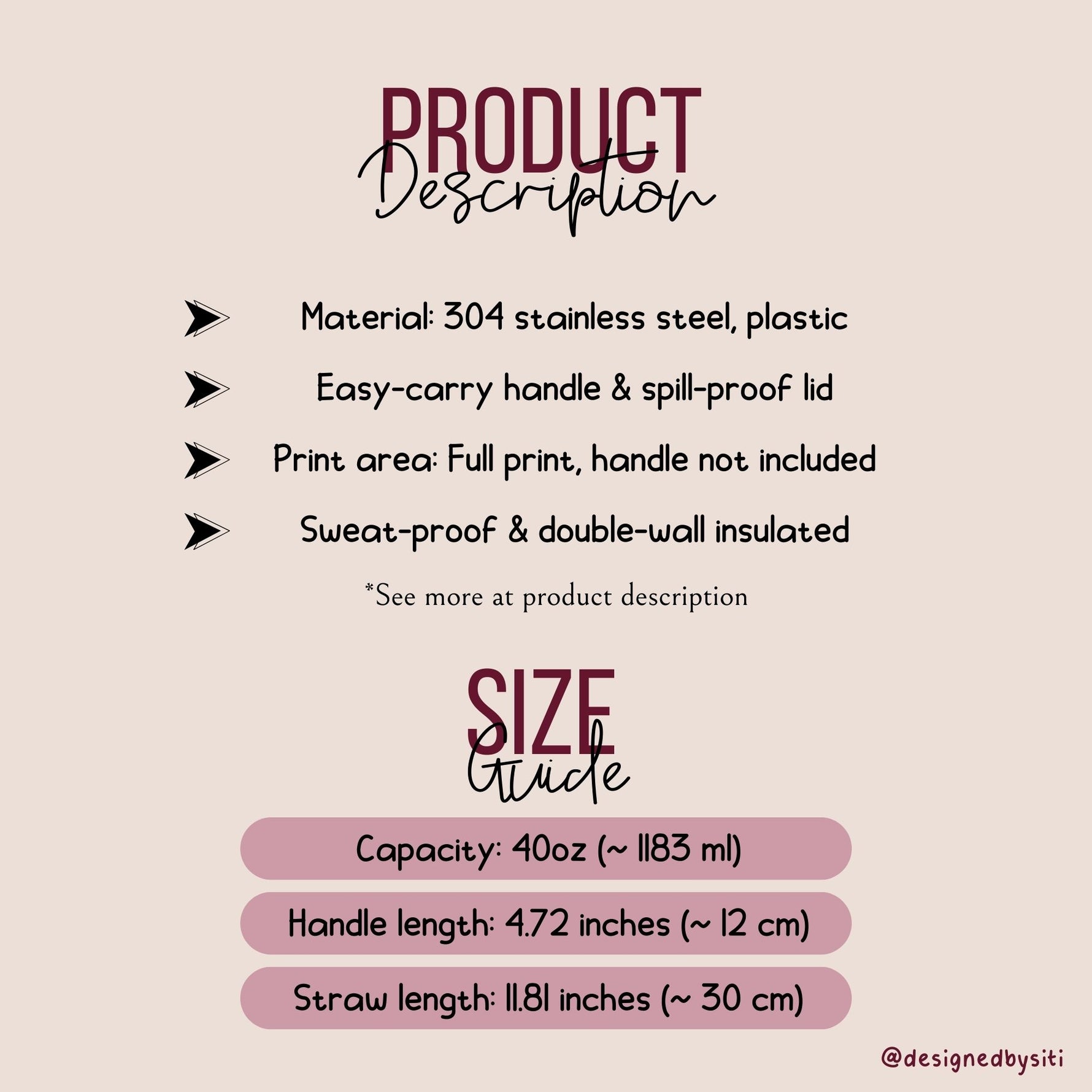 Product Description 40oz Birth Month Tumbler