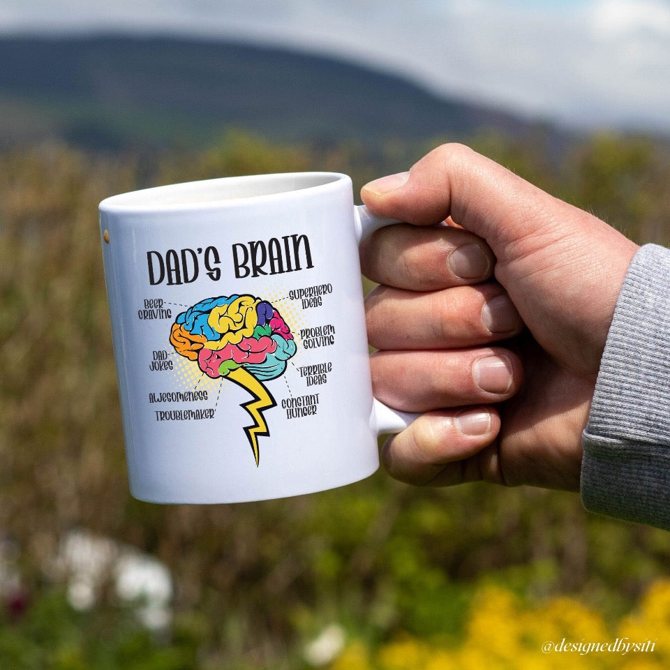 Smart and Funny Dad’s Brain Mug DesignedbySiti