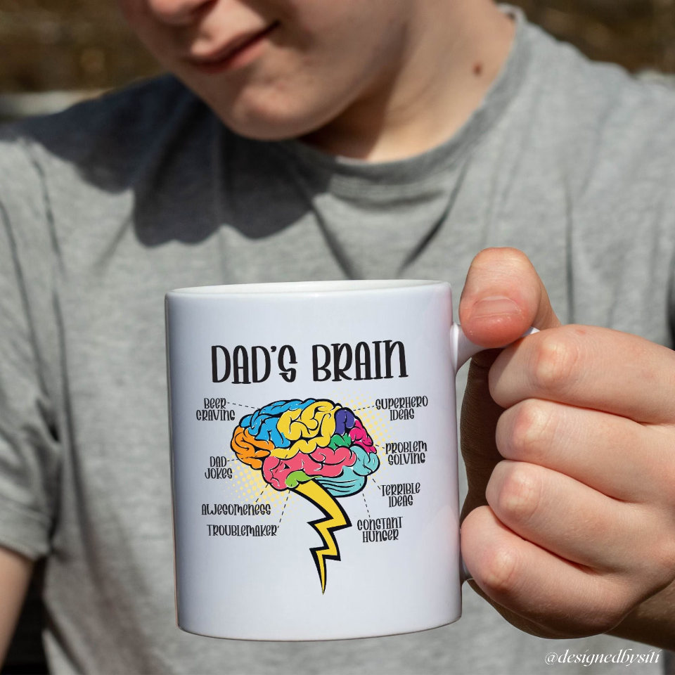 Smart and Funny Dad’s Brain Mug DesignedbySiti