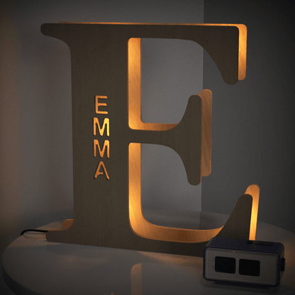 Personalised Wooden Letter Lamp Custom Name Alphabet Night Lights 19CM