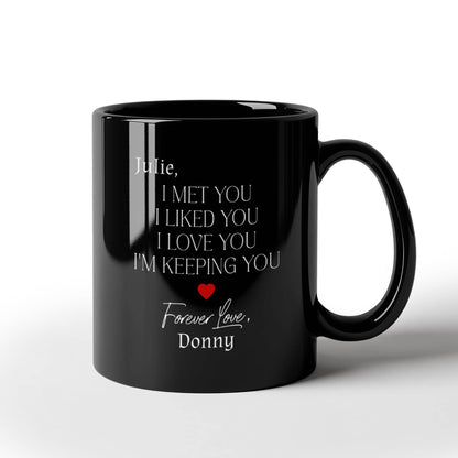 Personalized Black Couple Mug - Custom Cartoon I Met You I Love You Mugs