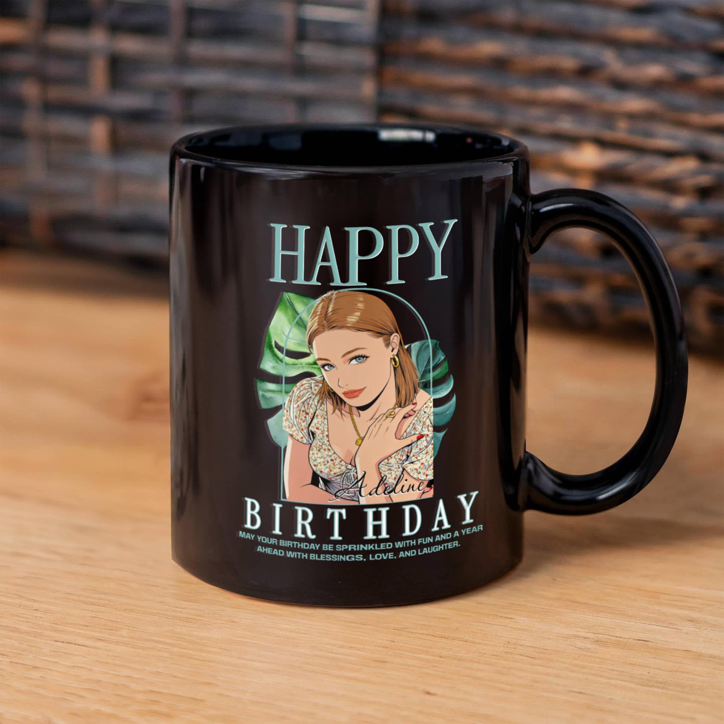Happy Birthday Personalized Mug - Custom Cartoon Photo with Name & Message