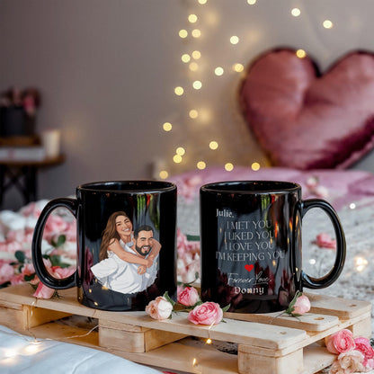 Personalized Black Couple Mug - Custom Cartoon I Met You I Love You Mugs