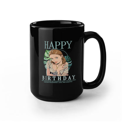 Happy Birthday Personalized Mug - Custom Cartoon Photo with Name & Message