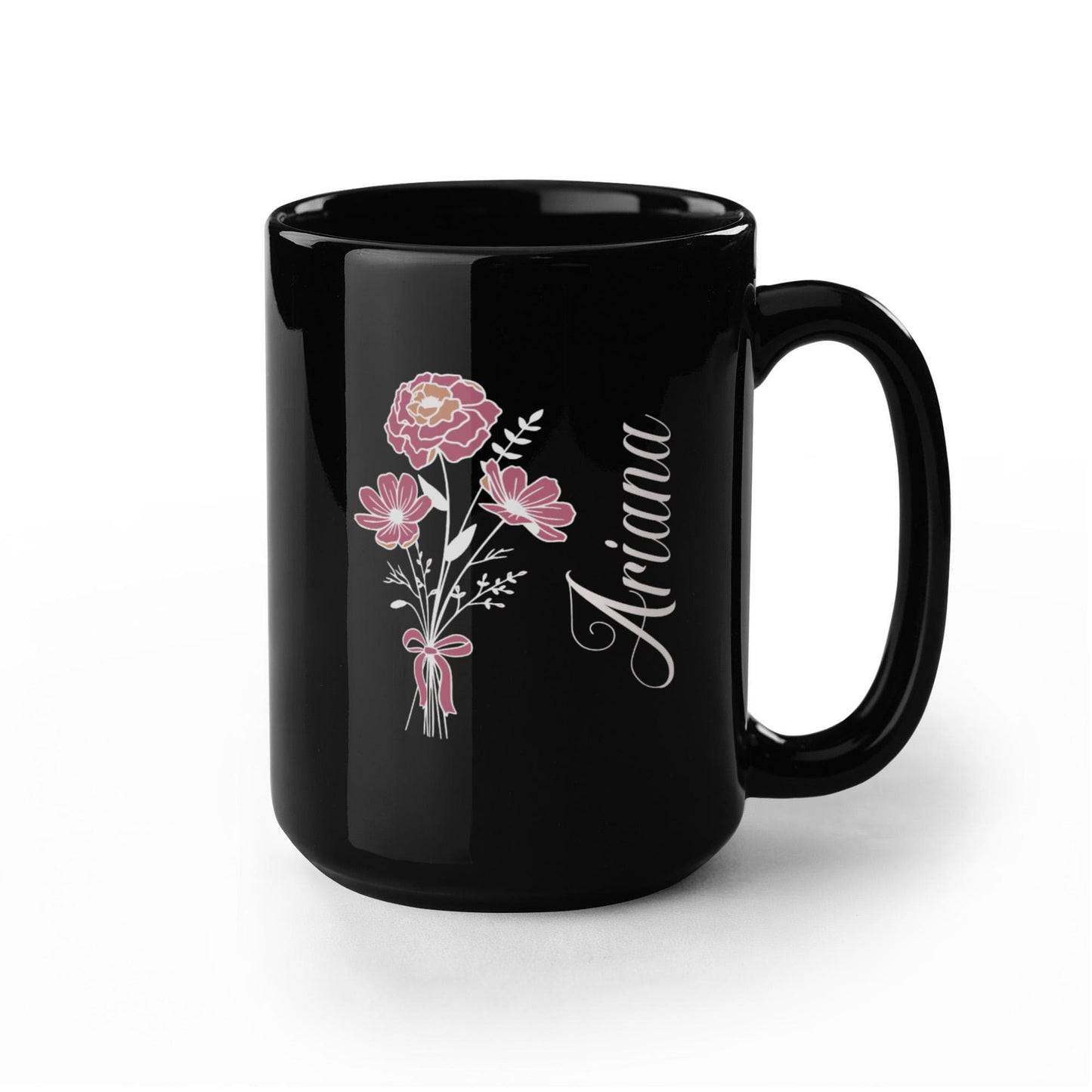Personalized Cartoon Portrait Mug - Custom Photo with Name & Floral