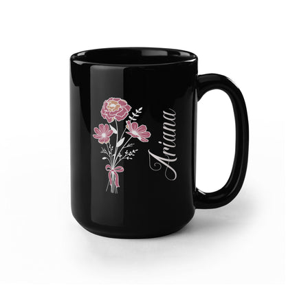 Personalized Cartoon Portrait Mug - Custom Photo with Name & Floral