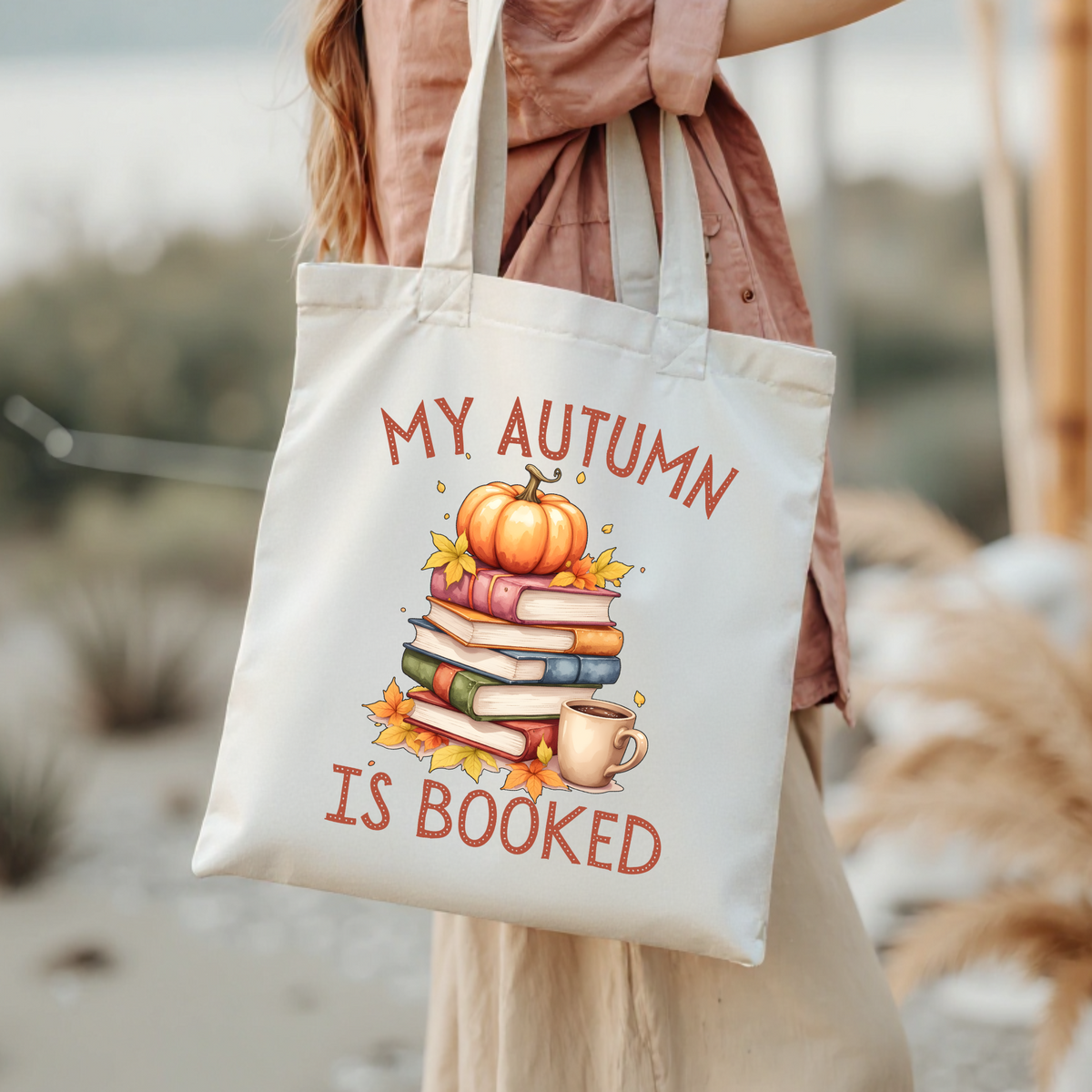 Bookish Canvas tote bag in close-up detail