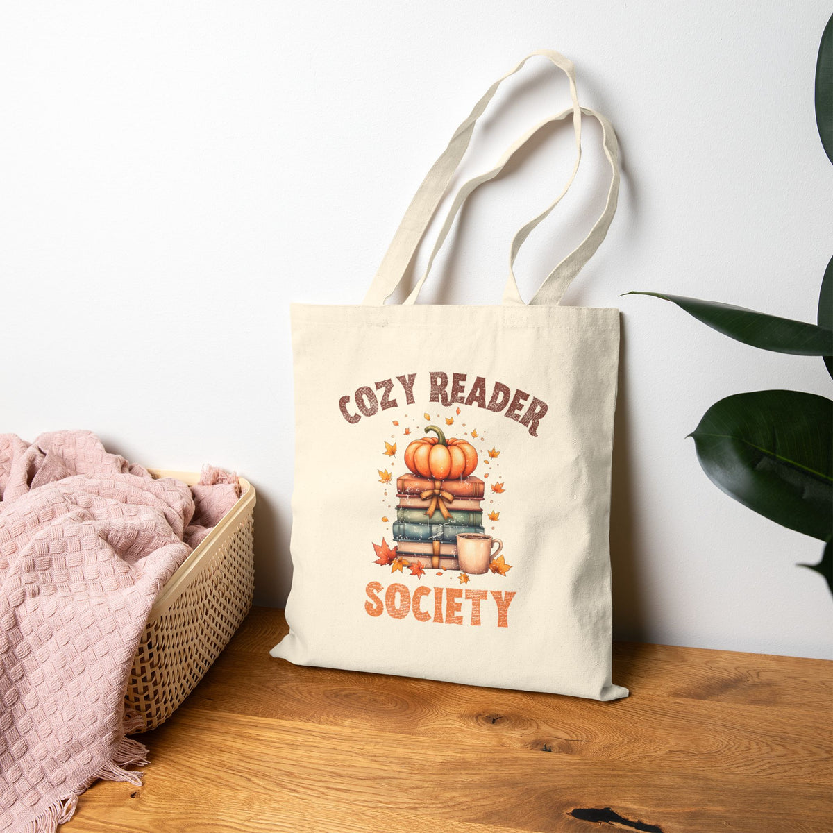 Cozy Reader Society Book tote bag from the back