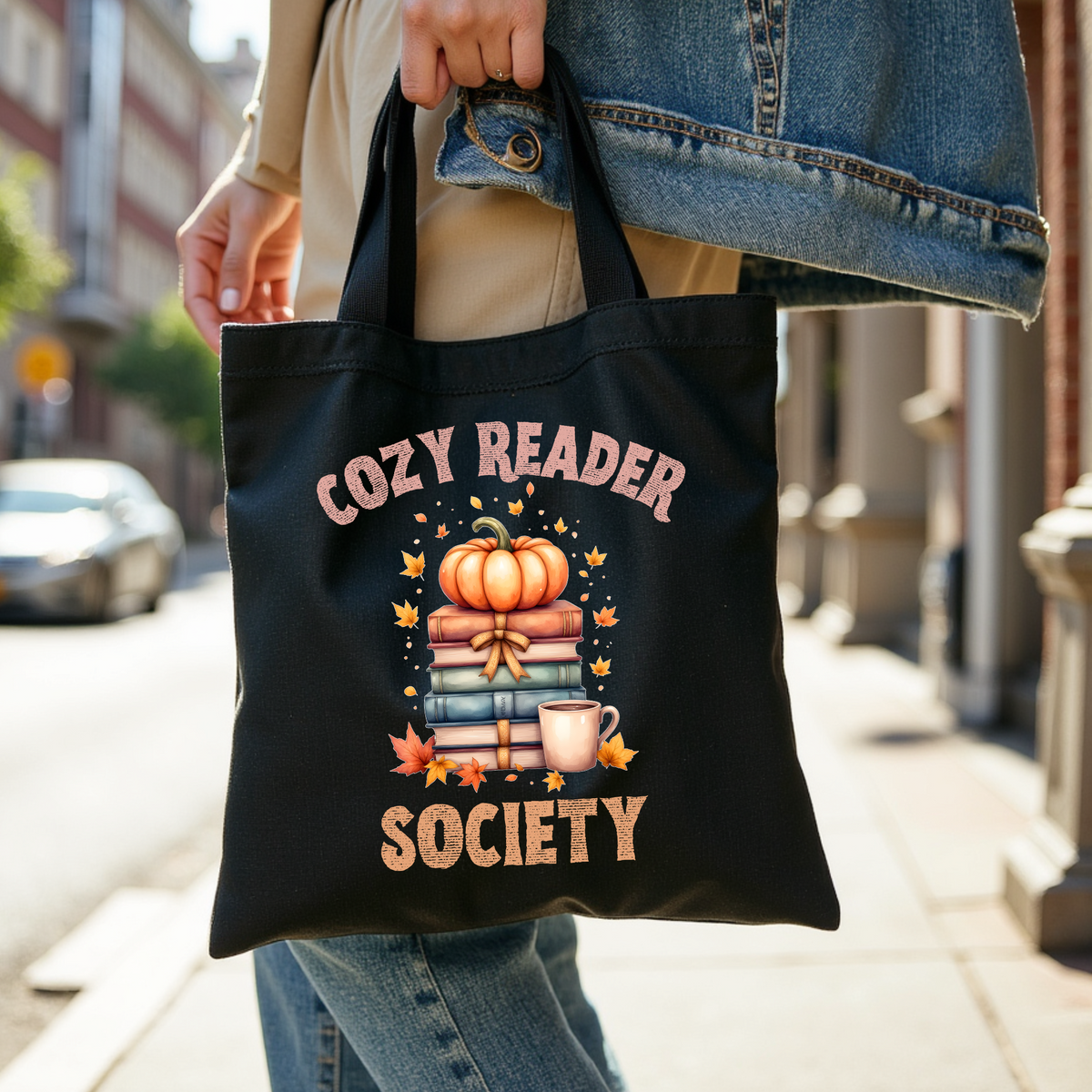 Cozy Reader Society Book tote bag in gift-ready packaging