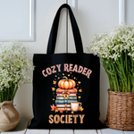 Cozy Reader Society Book tote bag, front view