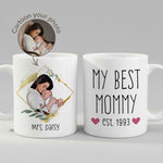 Custom Cartoon Photo Mug for Mom mug, front view on white background