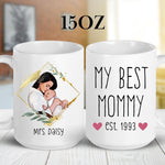 Custom Cartoon Photo Mug for Mom mug styled on a table setting