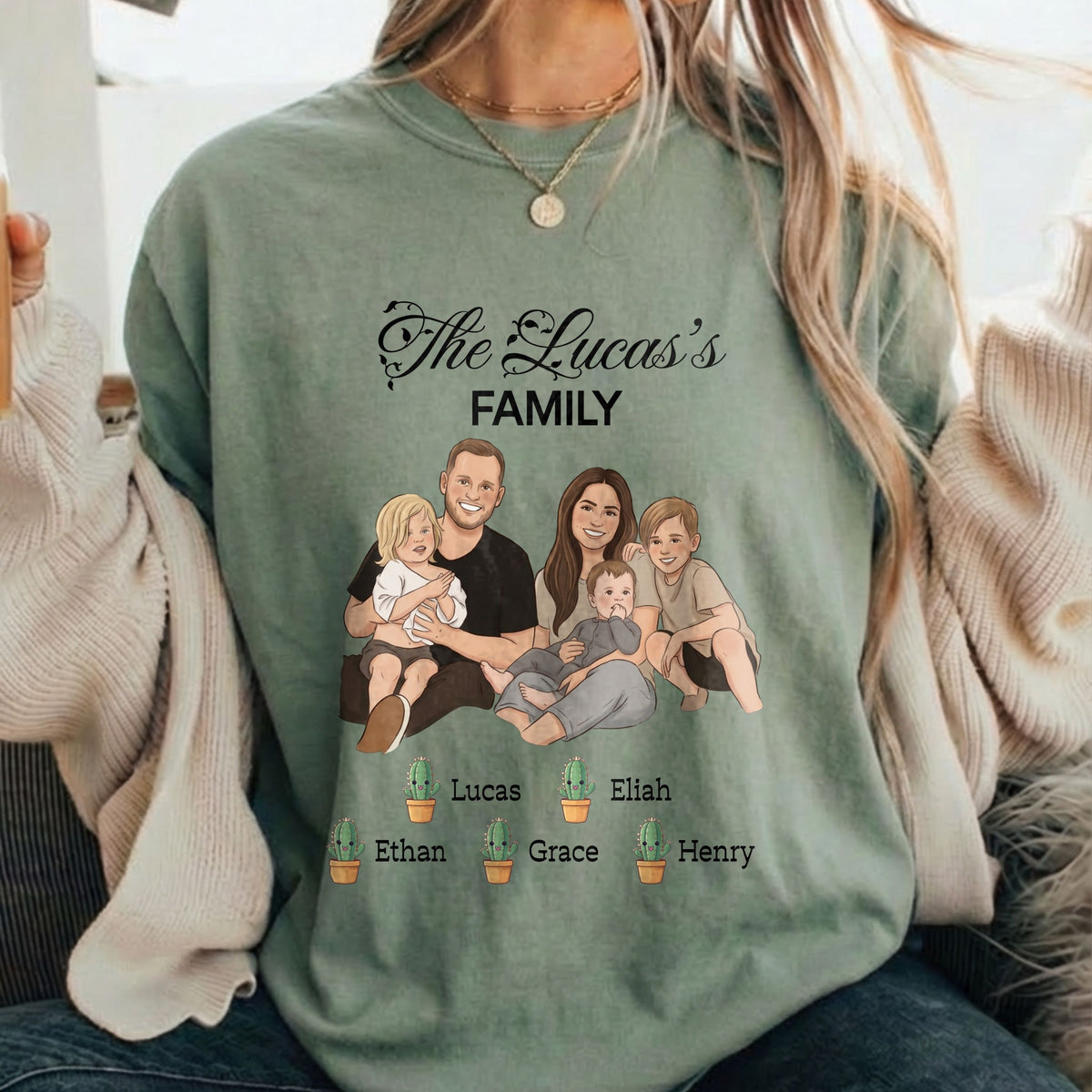 Custom Family Shirt shirt folded and held