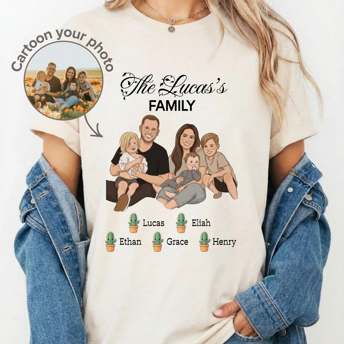 Custom Family Shirt shirt, front view on model