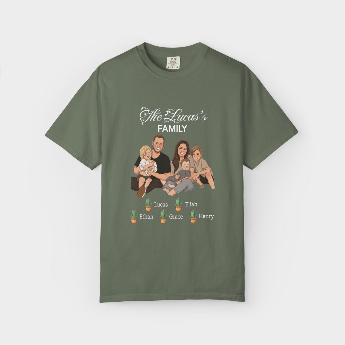 Custom Family Shirt shirt worn by a model, front view