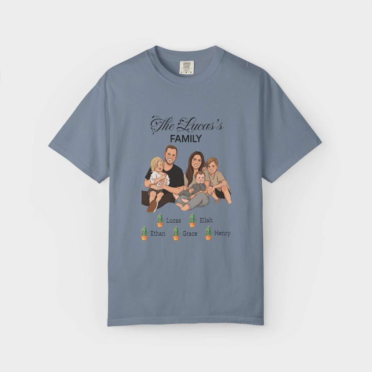 Custom Family Shirt shirt worn by a model, side view