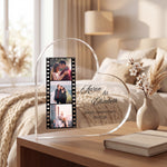Custom Heart Acrylic Anniversary Couple plaque held in hand