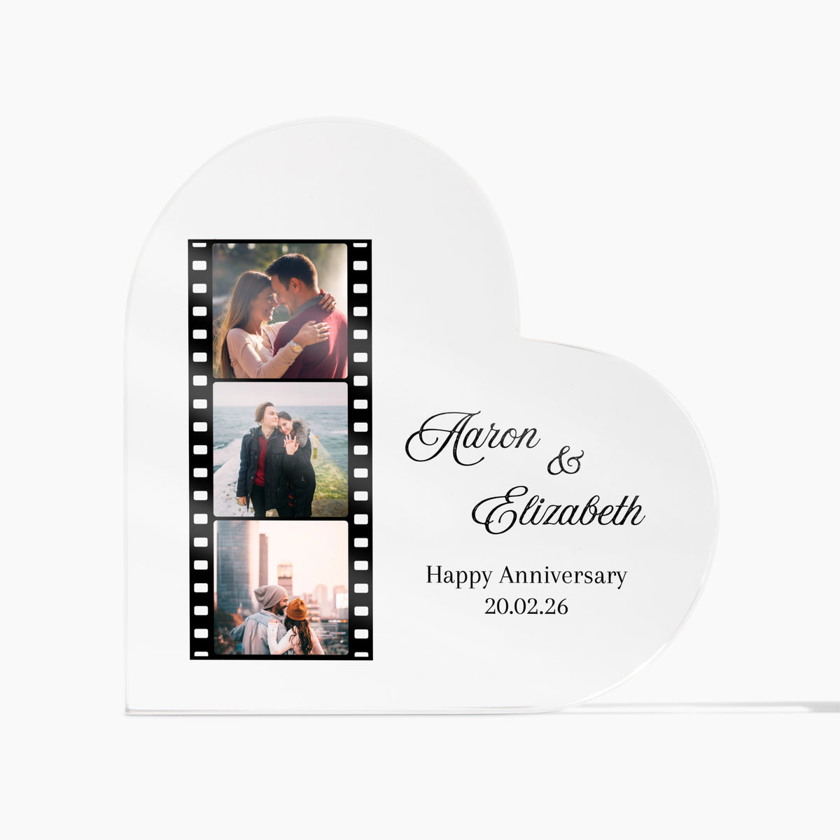 Custom Heart Acrylic Anniversary Couple plaque in a lifestyle setting