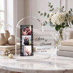 Custom Heart Acrylic Anniversary Couple plaque from a side angle