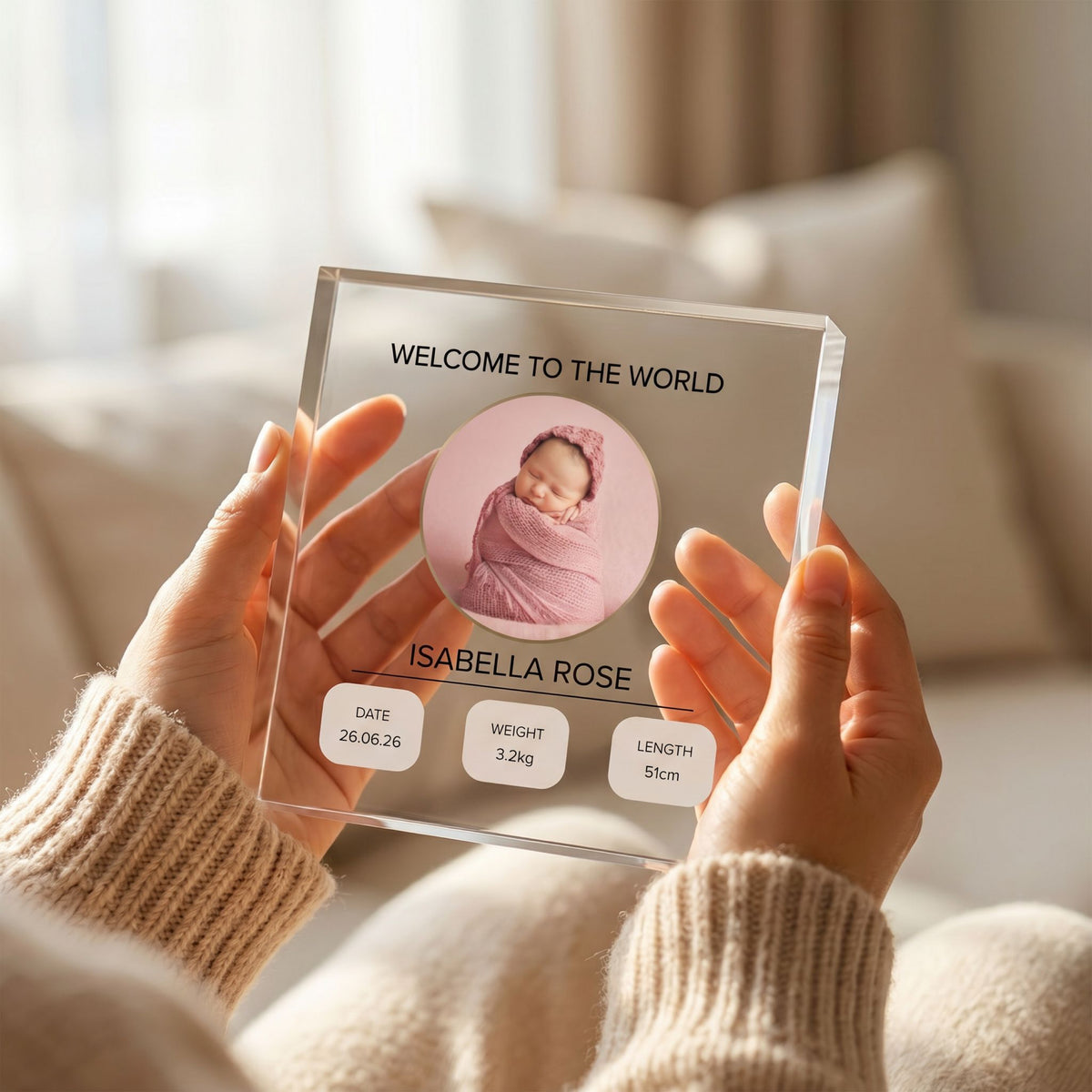Custom Photo Acrylic plaque held in hand