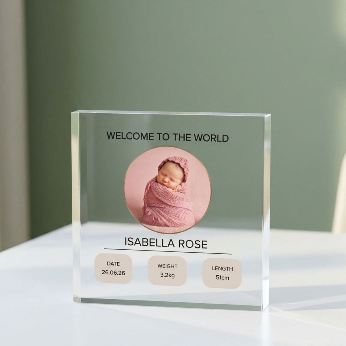 Custom Photo Acrylic plaque from a side angle
