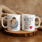 Custom Photo Cartoon Mug for Dad, Father's Day Gift mug held in hand