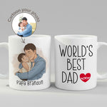Custom Photo Cartoon Mug for Dad, Father's Day Gift mug, front view on white background
