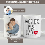 Personalisation guide for the Custom Photo Cartoon Mug for Dad, Father's Day Gift mug — name, photo and text fields
