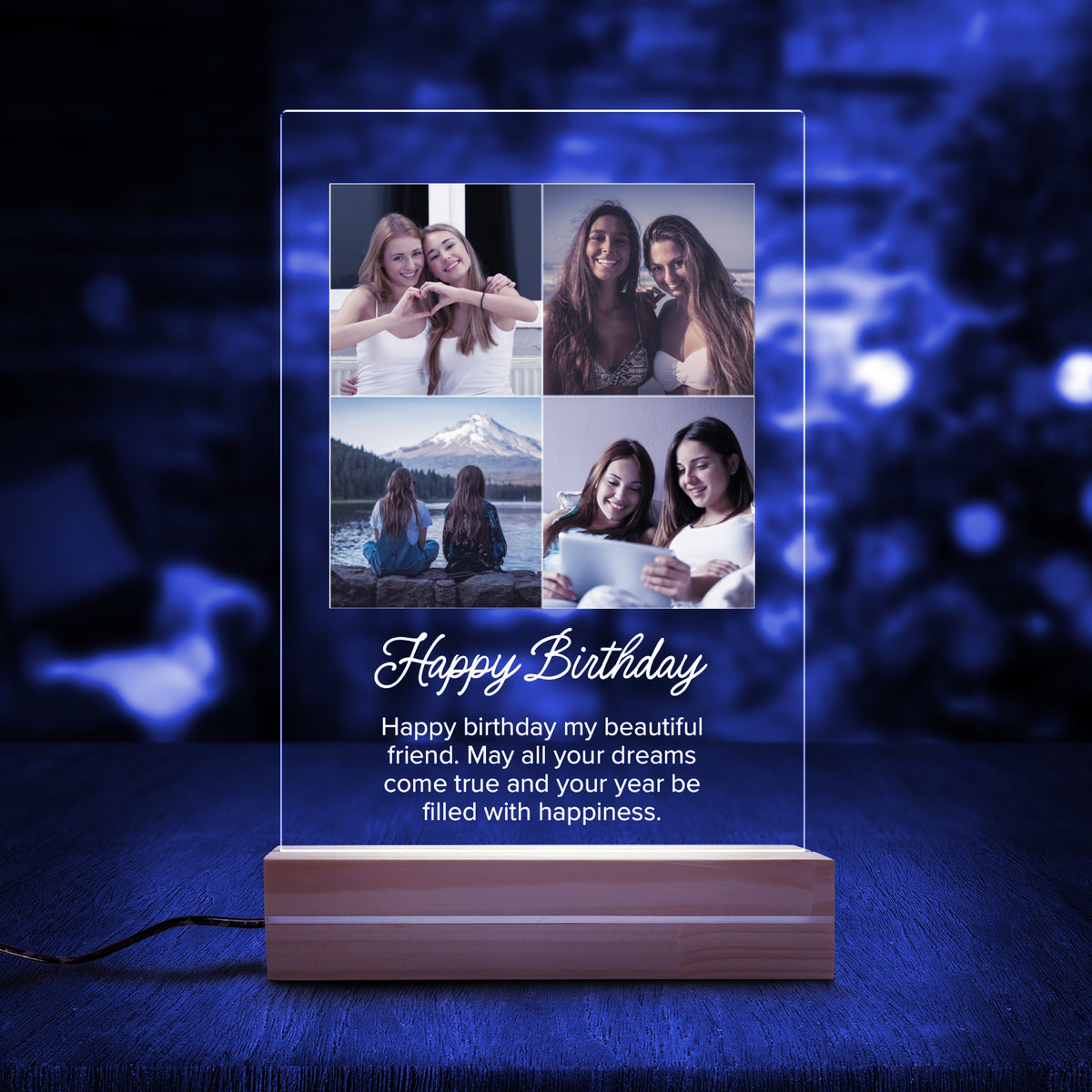 Custom Photo Night Light for Best Friend Birthday night light in close-up detail