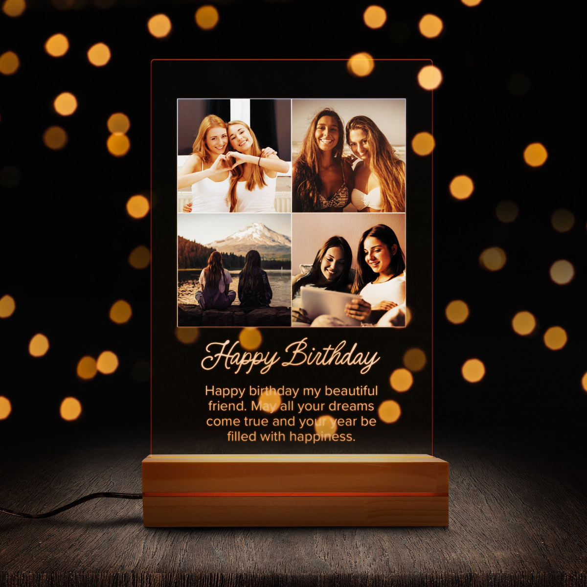 Custom Photo Night Light for Best Friend Birthday night light in a lifestyle setting