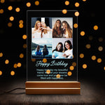 Custom Photo Night Light for Best Friend Birthday night light, front view lit up