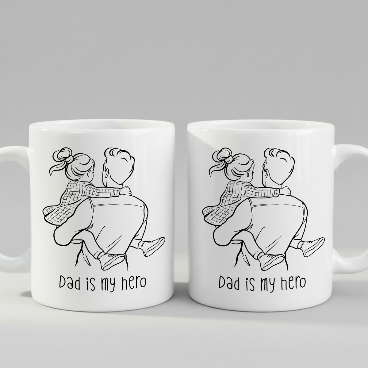 Dad Is My Hero mug in close-up detail