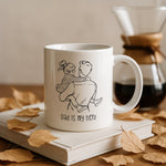 Dad Is My Hero mug in a lifestyle setting