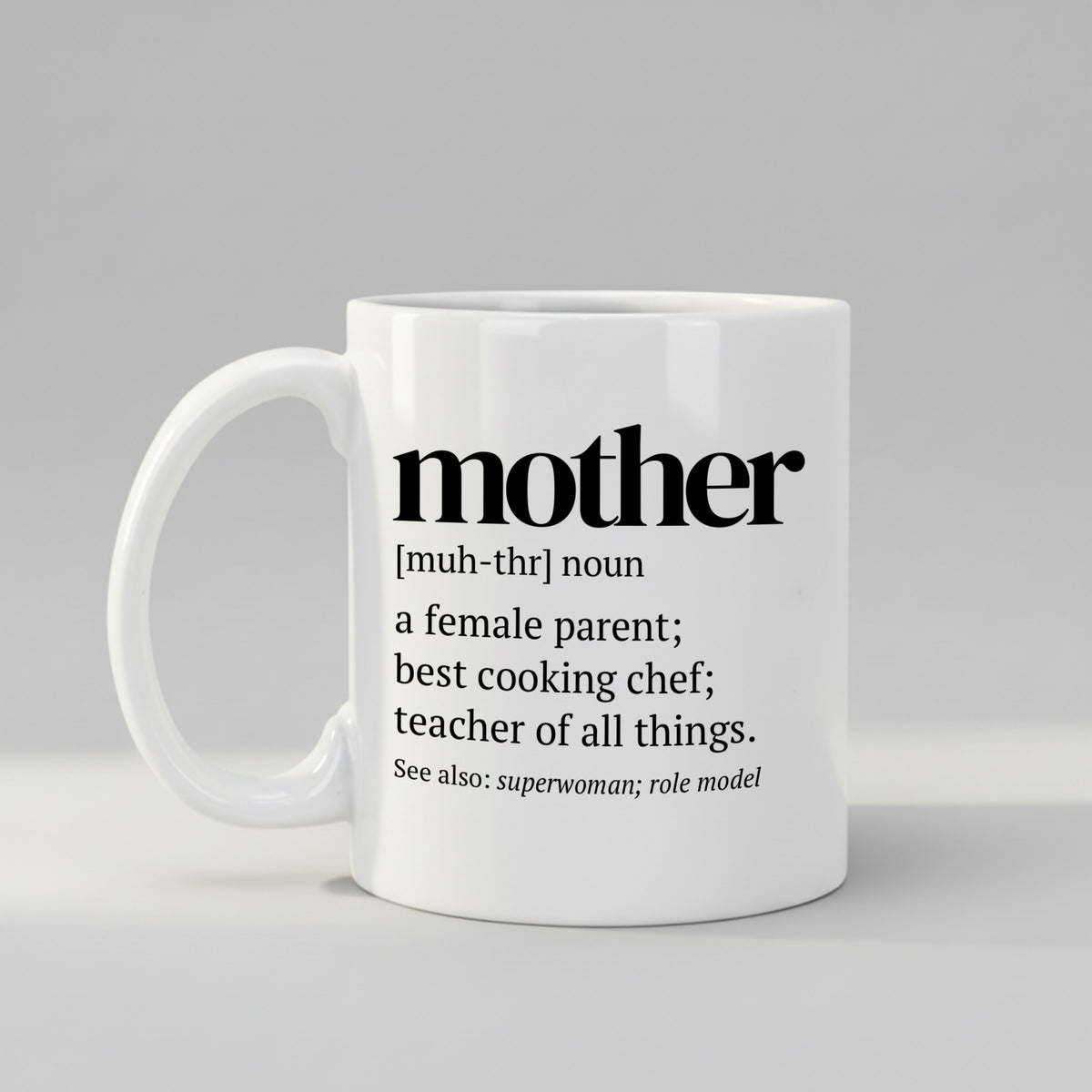 Definition Mug for Mom mug, front view on white background
