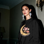 Floral sweatshirt in close-up detail