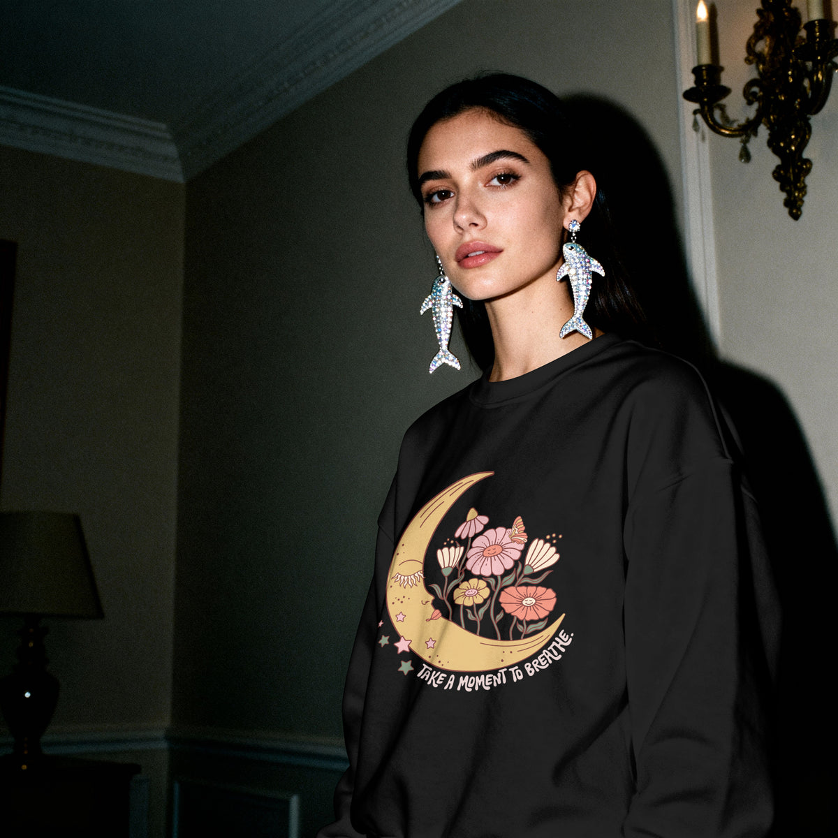Floral sweatshirt in close-up detail