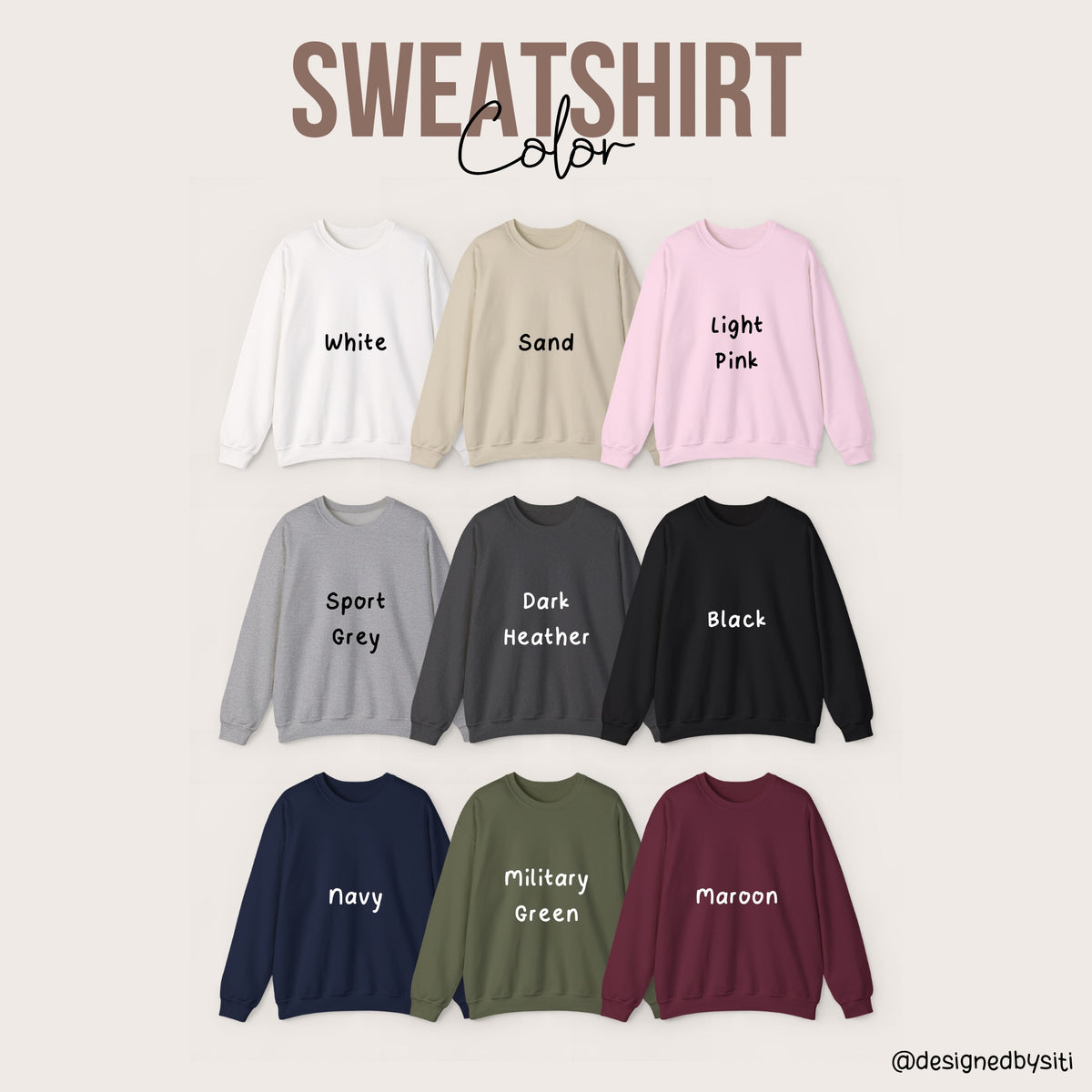 Available colors for the Floral sweatshirt