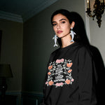Floral Sweatshirt Gift for Her sweatshirt worn in a lifestyle setting