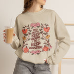 Floral Sweatshirt Gift for Her sweatshirt, front view on model