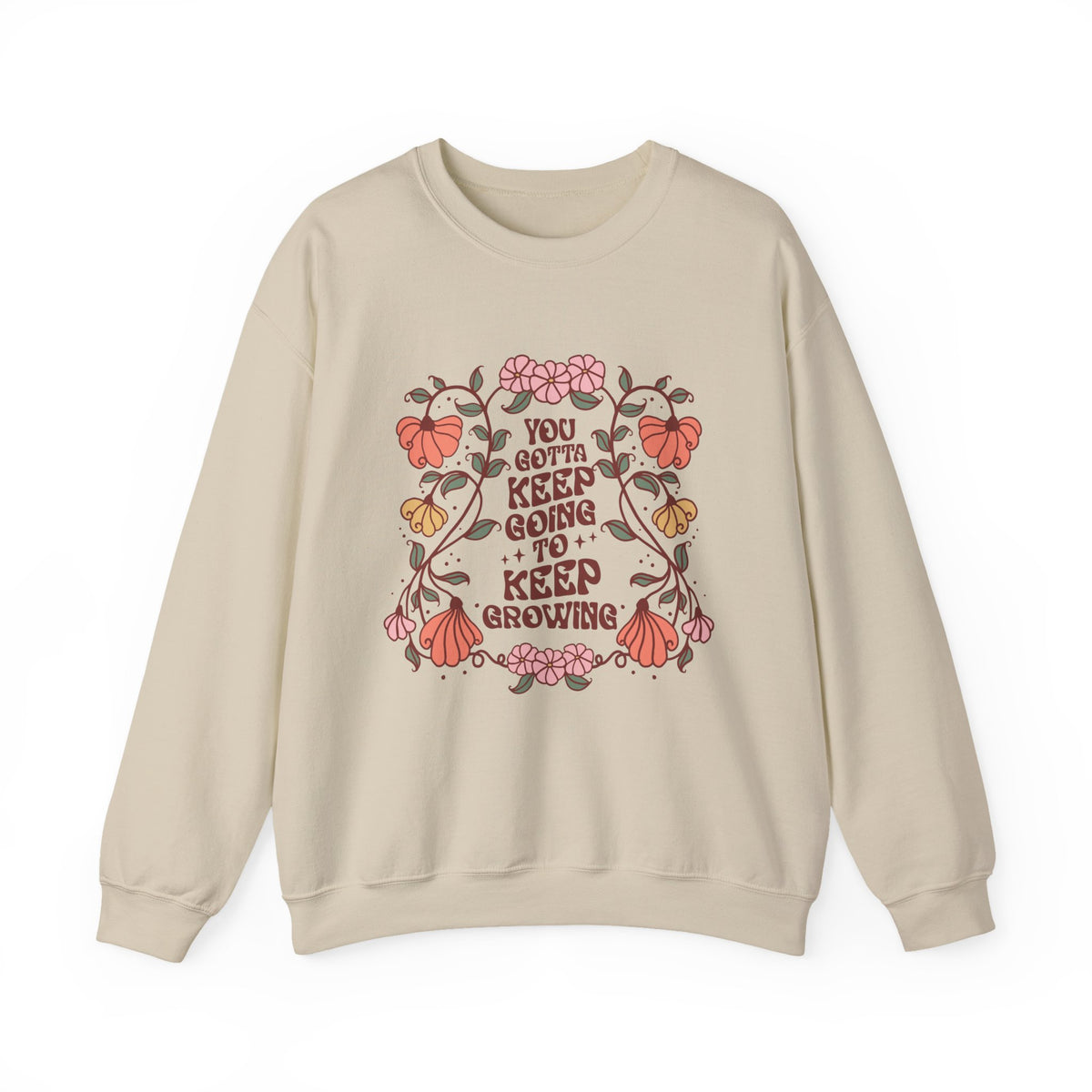 Floral Sweatshirt Gift for Her sweatshirt worn by a model, front view
