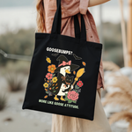 Funny Halloween Witch Goose tote bag carried by hand
